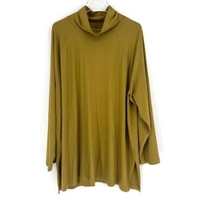 J Jill Turtleneck‎ Top Womens 4X Luxe Supima Everyday Sweater Basic Yellow green